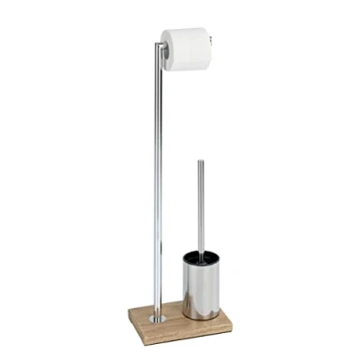 Image of WENKO Marba 23706100 Toilet Brush Holder 22 x 74 15 cm Chrome Steel