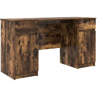 Image of vidaXL Desk Smoked Oak 140x49x76 cm Engineered Wood