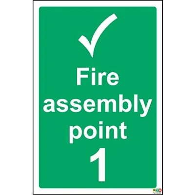Image of Fire Assembly Point 1 Sign 1.2mm Rigid Plastic 300mm x 200mm