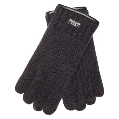 Image of EEM Men&#039;s knitted Thinsulate gloves FYNN with thermal lining, warm 100% wool, winter, black, size XL