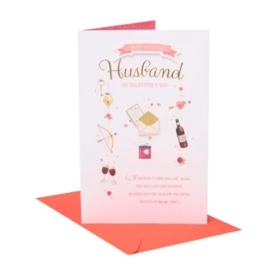 Image of UK Greetings Valentine&#039;s Day Card For Husband Sweet Symbols Design