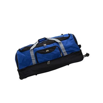 Image of Rockland Unisex Adult 40&quot; Drop Bottom Rolling Duffle Bag Duffel, Navy, One Size