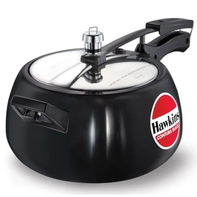 Image of Hawkins Contura Black 5 Litre Pressure Cooker, Hard Anodised Handi (CB50)