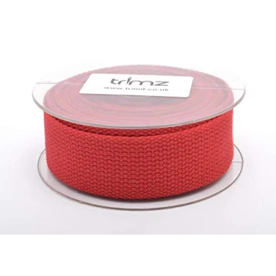 Image of Trimz Cotton Heavy Duty Webbing, Dark Red, 5m x 30mm
