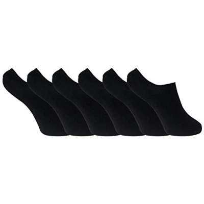 Image of Sock Snob 6 Pack Ladies Breathable Anti Sweat Odour Bamboo No Show Trainer Liner Ankle Socks with Heel Grip (4 7 uk, BNSTL Black)