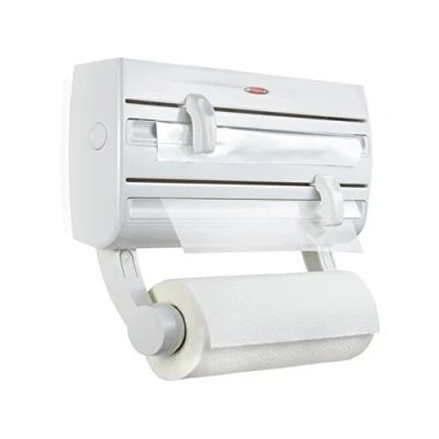 Image of Leifheit Parat F2, Cling Film Dispenser Wall Mounted, Kitchen foil and Mounted Holder, Easy Install Roll with Cutter, Takes Rolls to 30 cm wide, White