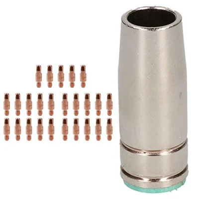 Image of 1 Shroud &amp; 25 x 1.0mm Contact Tips MIG Welding Binzel Style Euro Torch MB25