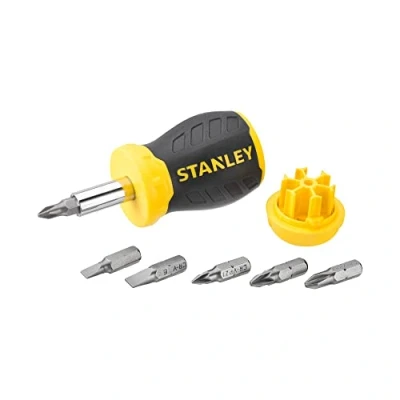 Image of Stanley 0 66 357 Stubby Screwdriver Non Ratchet, Black/Yellow