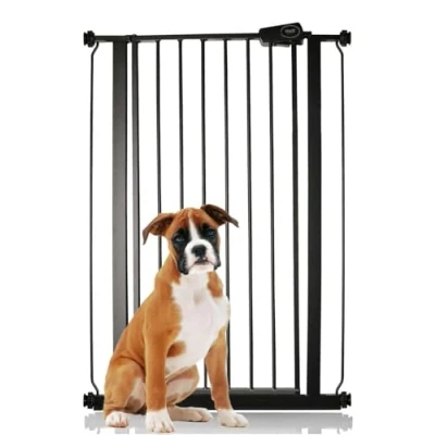 Image of Bettacare Extra Tall Pressure Installed Premium Pet Gate, 75cm 83cm, Matt Black, Fit Stair Gate for Dog, Safety Barrier Puppy, Easy Installation