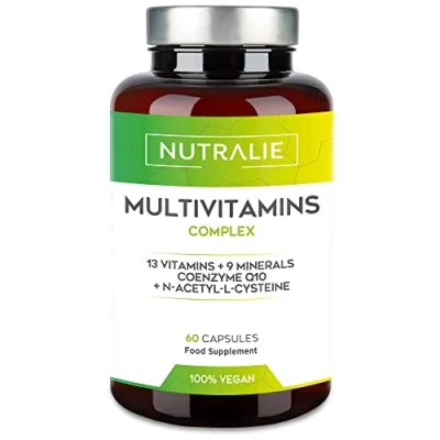 Image of Multivitamins &amp; Minerals 29 Essential Nutrients Complex with Iron, Zinc, Selenium, Vitamins A, B, C, D, E, L Cysteine, Biotine, Coenzyme Q10 and 6 More 60 Capsules Nutralie