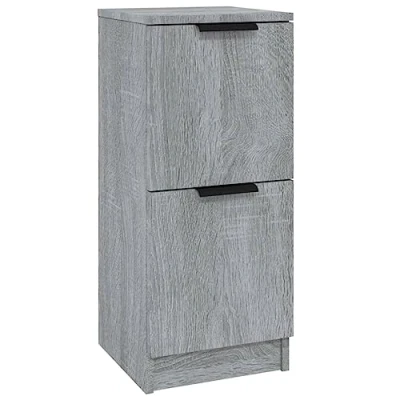 Image of vidaXL Grey Sonoma Sideboard Minimalist Engineered Wood Cabinet Ample Storage for Books, DVDs Versatile Side Table Flexible Assembly Ideal Living Room, Bedroom, Office