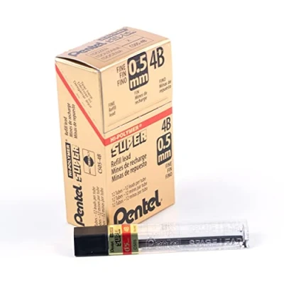 Image of Pentel Super Hi Polymer Lead Refill, 0.5mm, Fine, 4B, 144 Pieces of (C505 4B)