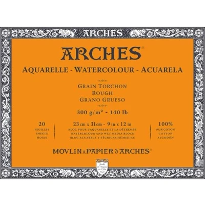 Image of ARCHES Aquarelle 100% Thick 300g Gluing Pad 4L 23x31 20 Sheets Natural White, Cotton Paper