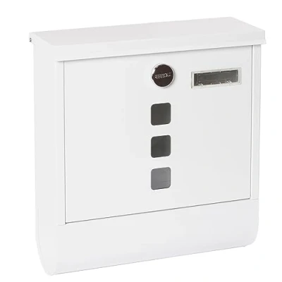 Image of ARREGUI Chance E7001 Galvanised Steel Letter Box with Newspaper Holder, Post and Box, Size M (DIN A4) Wall Mounted Compartment, Name Plate, White