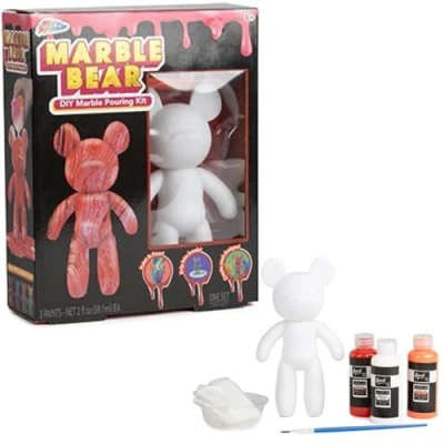 Image of RMS International Grafix Marble Bear Creative DIY Pouring Kit Design/Paint Your Own Childrens Kids Art &amp; Craft 6+ Years (Pink)