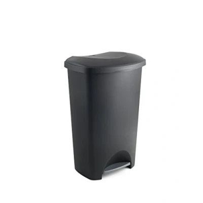 Image of Addis Eco Made from 100% Plastic Family Kitchen Pedal Bin, 50 Litre, All Black Recycled