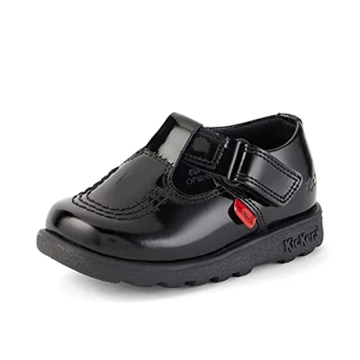 Image of Kickers Fragma T Bar Shoes UK 8.5 Black Patent