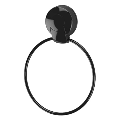 Image of Suction Strong No Drill Bathroom Shower Wall Mounted Storage Black Caddies Baskets Toilet Roll Holder Towel Ring (Towel Ring)