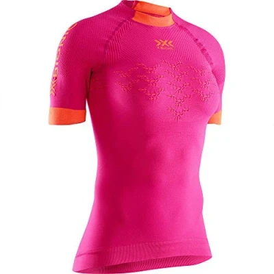 Image of X BIONIC Women The Trick 4.0 Run Short Sleeve Shirt Pink/Kurkuma Orange, Large