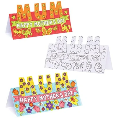 Image of Baker Ross Super Mum Colour in Cards Pack of 10, Mothers Day Craft Kit, for Kids (AX714)