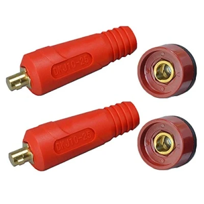 Image of RIVERWELD TIG Welding Cable Panel Connector Plug RED DKJ10 25 DKZ10 200Amp Dinse Quick Fitting 2 Sets