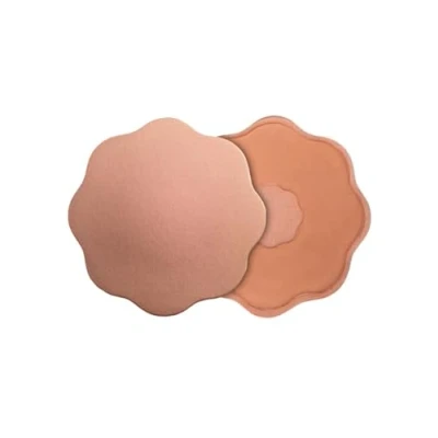 Image of Bye Bra Silicone Nipple Covers Women Pasties Flower Shaped One Size 2 Pairs For Daily Wear Reusable Up To 15 Times, Nude