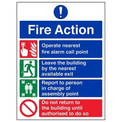 Image of V Safety General Fire Action Prohibition/Do Not Return Notice Sign 300mm x 400mm 1mm Rigid Plastic