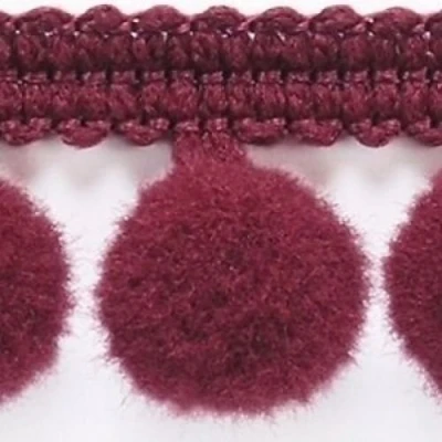 Image of HomeBuy 1M POM BOBBLE TRIM FRINGE MEDIUM SIZE 10mm 20 colours (per metre) BURGUNDY #B