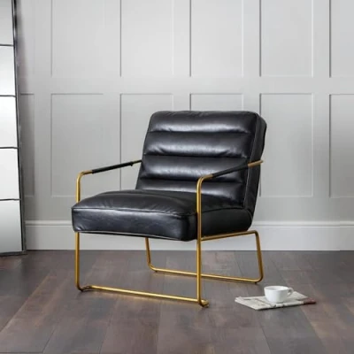 Image of Julian Bowen Giorgio Chair Black &amp; Gold Accent Chairs