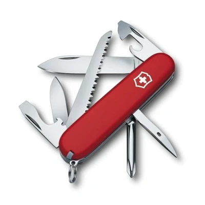 Image of Victorinox Hiker Swiss Army Knife, Medium, Multi Tool, 13 Functions, Blade, Wood Saw, Red
