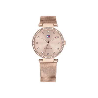 Image of Tommy Hilfiger Analogue Quartz Watch for women with Rose gold colored Stainless Steel mesh bracelet 1782508
