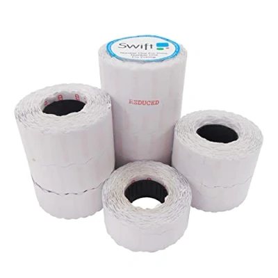Image of Swift 26 x 12 mm Price Gun Labels Reduced 20 Rolls 20,000 Stickers CT4 Wavy Edge Pricemarking Tags Fits Many Pricing Labellers