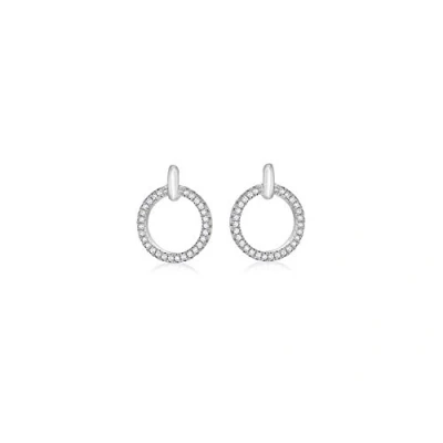 Image of Tuscany Silver Women&#039;s Sterling Rhodium Plated Cubic Zirconia 12.3 x 15.5 mm Circle and Bar Stud Earrings