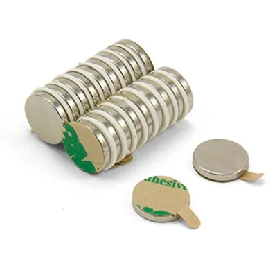 Image of Adhesive 12mm dia x 2mm thick N42 Neodymium Magnet 1.6kg Pull ( South ) Pack of 20