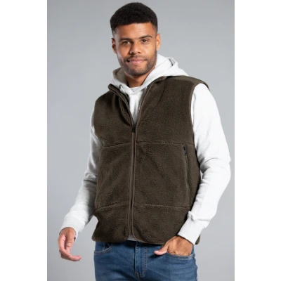 Image of Tokyo Laundry Men&#039;s Calixto Teddy Fleece Funnel Neck Gilet Body Warmer