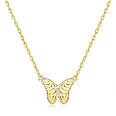 Image of Philip Jones Gold Plated Butterfly Necklace Created with Zircondia® Crystals