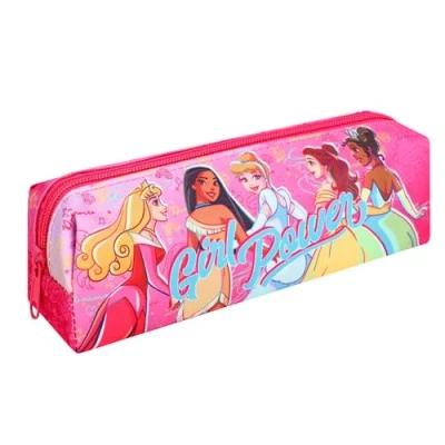 Image of TDL Princess Pencil Case Kids Zipped Pen Girls Pink Stationery Holder Back to School Set