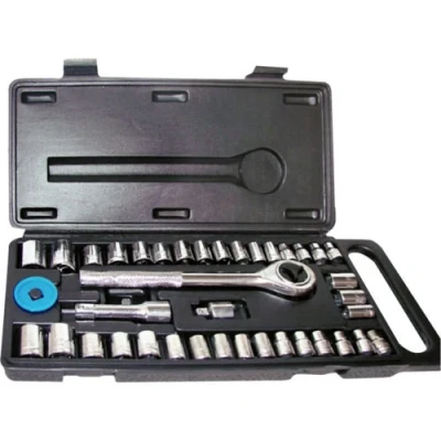 Image of 40PC Socket Set 1/2 3/8 DR Metric Reversible Ratchet Handle Tool KIT CASE