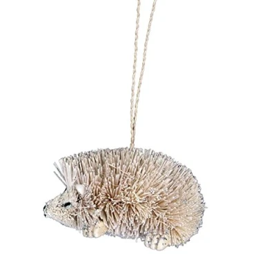 Image of Gisela Graham White Bristle Hedgehog Decoration