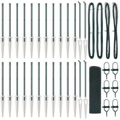 Image of vidaXL Welded Wire Fence with 13 Spike Posts Green 0.4x50 m Steel