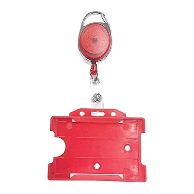 Image of Retractable Badge Reel with Carabiner Clip and ID Card Holder, Red PCL Media ltd