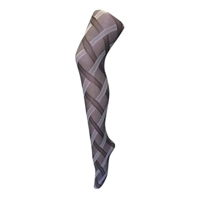 Image of Sock Snob Ladies Thick Coloured 80 Denier Opaque Patterned Winter Fashion Tights (18 24 UK 48&quot;/54&quot; (XL), Cable Black/White)