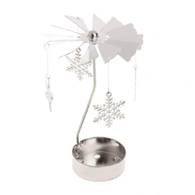 Image of GROOMY Candle Holder Rotary Spinning Tealight Metal Tea light Carousel Home Decor Ornament Gift Snowflake