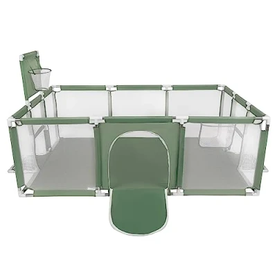 Image of Selonis Baby Playpen Big Size Playground with No Balls for Kids, Green
