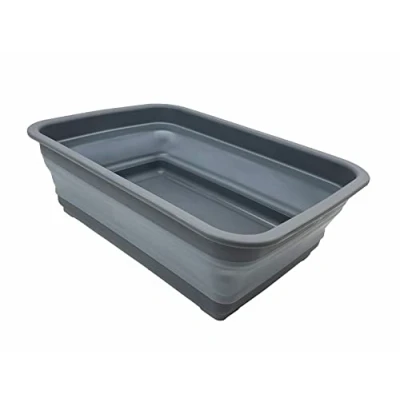 Image of SAMMART 7L Collapsible Tub Foldable Dish Portable Washing Basin Space Saving Plastic Washtub (Gray)