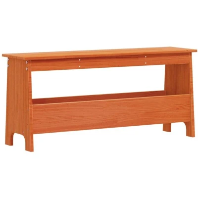Image of vidaXL Solid Wood Pine Hall Bench in Wax Brown Rustic Entryway with Ample Storage Space for Living Room and Hallway