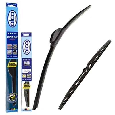 Image of alca Set of 2 Wiper Blades Replacement For Front and Rear Peugeot 108 2014 Onwards Flat Classic ASF26PT12ARC