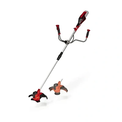 Image of Einhell Power X Change 18V Cordless Brush Cutter Powerful Weed Trimmer With Metal Blades, Bump Fed Spool And Harness AGILLO 18/200 Solo Battery Strimmer (Battery Not Included) Red &amp; Black