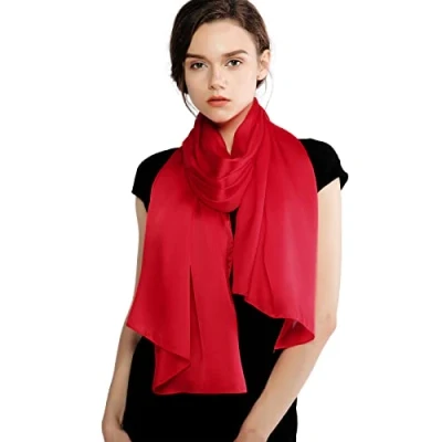 Image of RIIQIICHY Ladies Lightweight Red Scarf for Women Pashmina Shawls and Wraps Wedding Shawl Evening Dresses