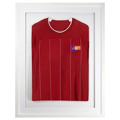 Image of Vivarti DIY Adult 3D Mounted Sports Shirt Display Frame for Football Shirt, Rugby Band T Shadow Box 60 x 80cm White Frame, Mount, Backing Card